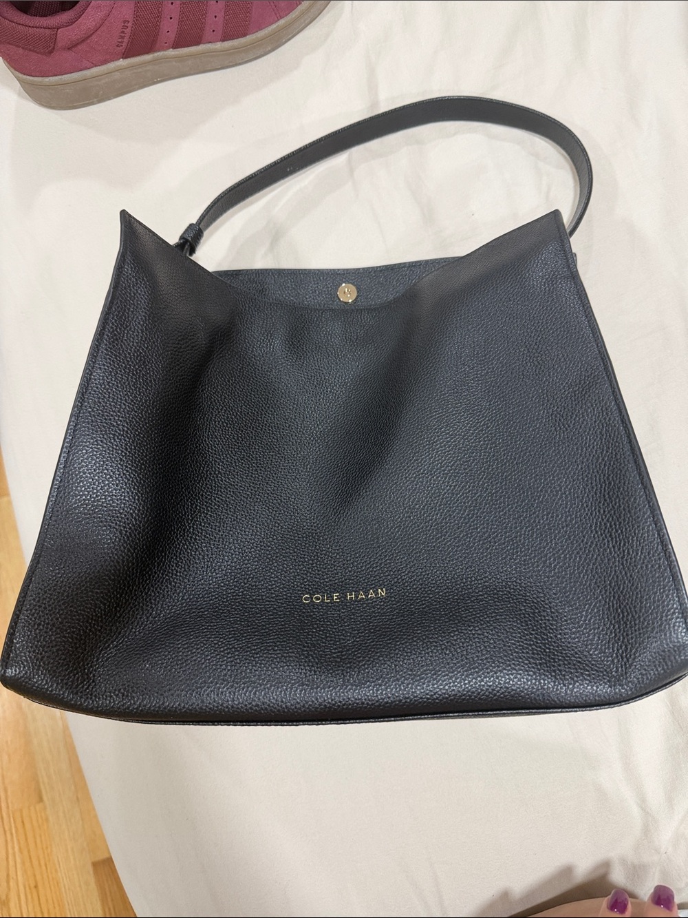 Cole Haan Black Pebbled Leather Shoulder Tote